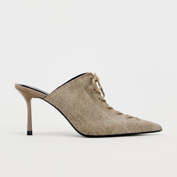 ZARA | High-Heeled Lace Up Mules - Picture 1 of 8